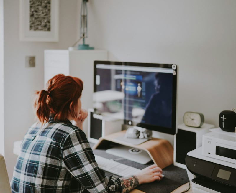 Working on a website at a desk